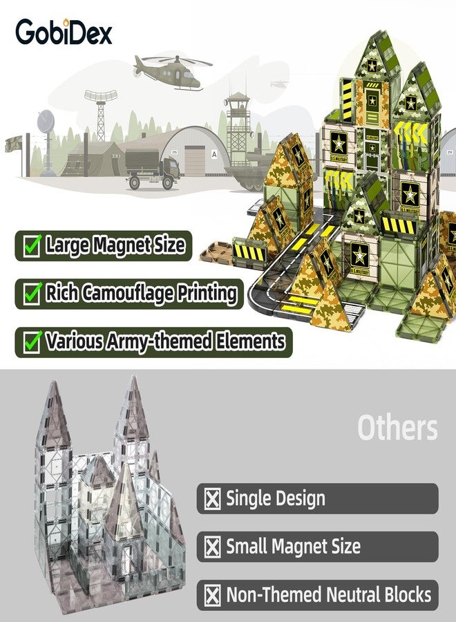 GobiDex Magnetic Tiles Army Toys, Military Magnetic Building Blocks for Kids 3-5 4-8 Girls Boys Toys Age 4-6 6-8, STEM Sensory Army Men Toddler Birthday Gifts for 3+ Year Old Kids Toy - Image 5